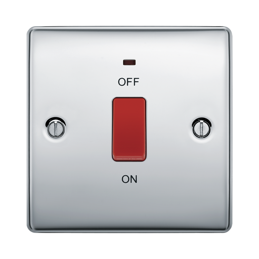 BG Nexus Metal Polished Chrome 45A Double Pole Switch NPC74 Available from RS Electrical Supplies
