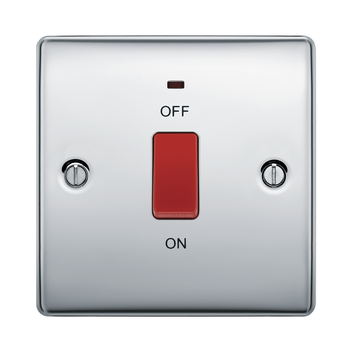 BG Nexus Metal Polished Chrome 45A Double Pole Switch NPC74 Available from RS Electrical Supplies
