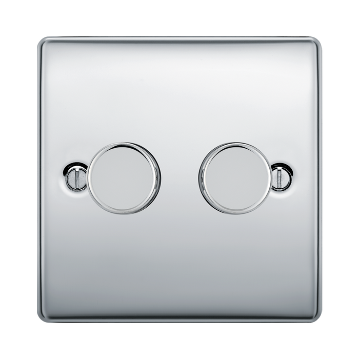 BG Nexus Metal Polished Chrome 2G Dimmer Switch NPC82 Available from RS Electrical Supplies