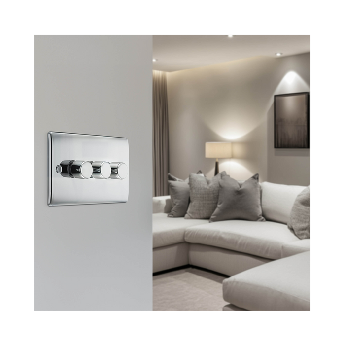 BG Nexus Metal Polished Chrome 3G Dimmer Switch NPC83
