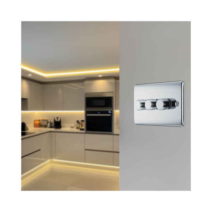 BG Nexus Metal Polished Chrome 3G Dimmer Switch NPC83