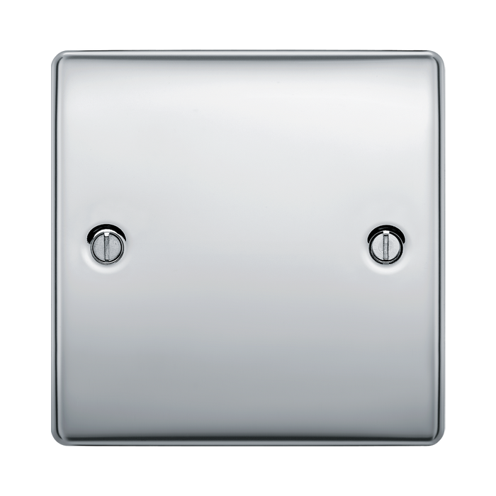 BG Nexus Metal Polished Chrome Single Blank Plate NPC94 Available from RS Electrical Supplies
