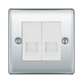 BG Nexus Metal Polished Chrome Double Master Telephone Socket NPCBTM2W