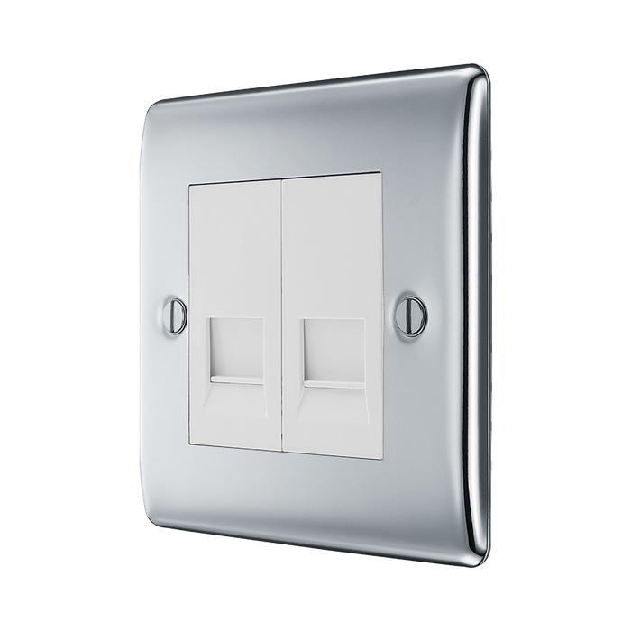 BG Nexus Metal Polished Chrome Double Master Telephone Socket NPCBTM2W