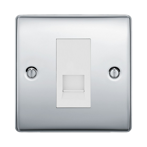 BG Nexus Metal Polished Chrome Secondary Telephone Socket NPCBTS1W Available from RS Electrical Supplies