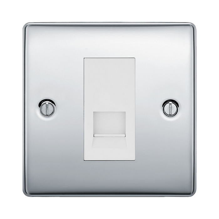 BG Nexus Metal Polished Chrome Secondary Telephone Socket NPCBTS1W Available from RS Electrical Supplies