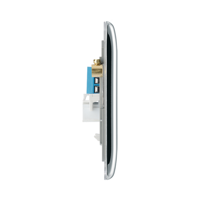 BG Nexus Metal Polished Chrome Double Secondary Telephone Socket NPCBTS2W