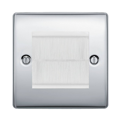 BG Nexus Metal Polished Chrome 2G Cable Brush Outlet NPCEMS2BRW Available from RS Electrical Supplies