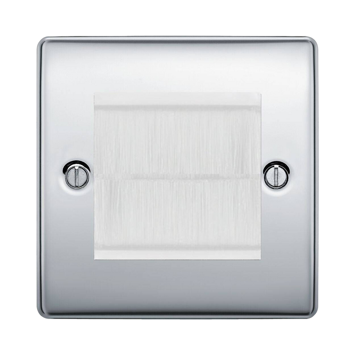 BG Nexus Metal Polished Chrome 2G Cable Brush Outlet NPCEMS2BRW Available from RS Electrical Supplies