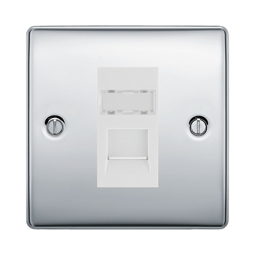 BG Nexus Metal Polished Chrome Cat6A Data Outlet NPCRJ4516AW Available from RS Electrical Supplies