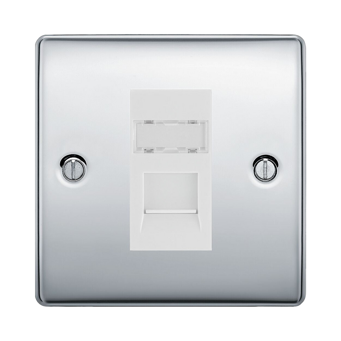 BG Nexus Metal Polished Chrome Cat6A Data Outlet NPCRJ4516AW Available from RS Electrical Supplies