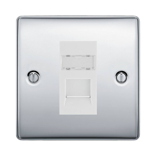 BG Nexus Metal Polished Chrome Cat6 Data Outlet NPCRJ4516W Available from RS Electrical Supplies