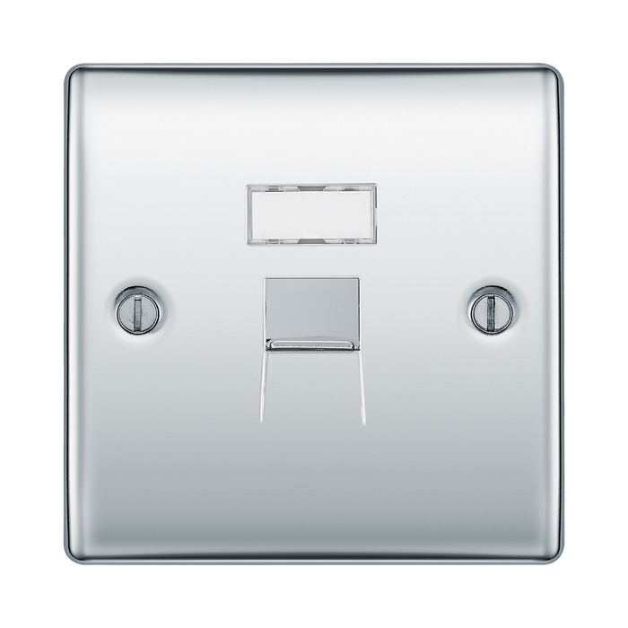 BG Nexus Metal Polished Chrome Cat5e Data Outlet NPCRJ451W Available from RS Electrical Supplies