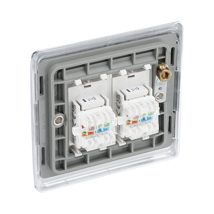 BG Nexus Metal Polished Chrome Double Cat5E Data Outlet NPCRJ452W