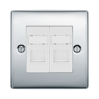 BG Nexus Metal Polished Chrome Double Cat5E Data Outlet NPCRJ452W