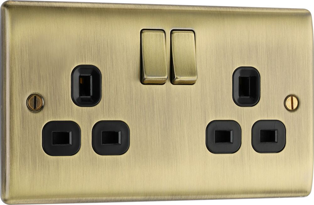 BG Nexus Metal Antique Brass 13A Double Socket NAB22B | RS Electrical ...