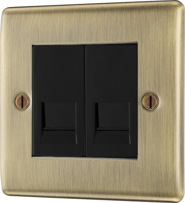 BG Nexus Metal Antique Brass Double Secondary Telephone Socket NABBTS2B