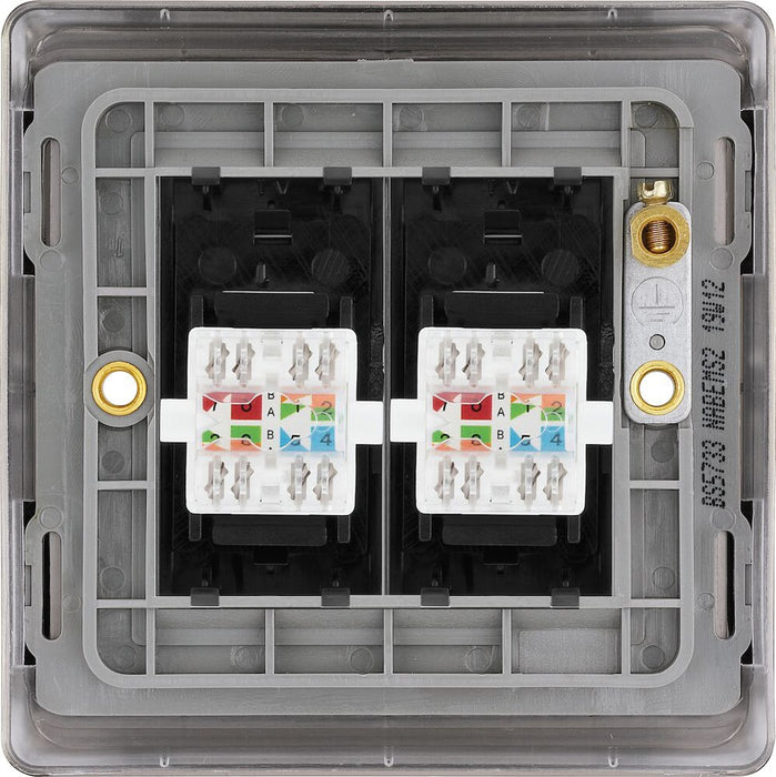 BG Nexus Metal Antique Brass Double RJ45 Cat6 Data Outlet NABRJ4526B