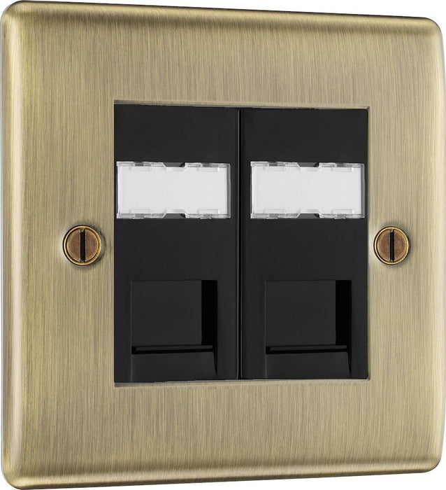 BG Nexus Metal Antique Brass Double RJ45 Cat6 Data Outlet NABRJ4526B