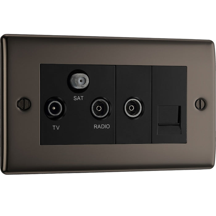 BG Nexus Metal Black Nickel Combination TV Socket NBN68B left side Available from RS Electrical Supplies