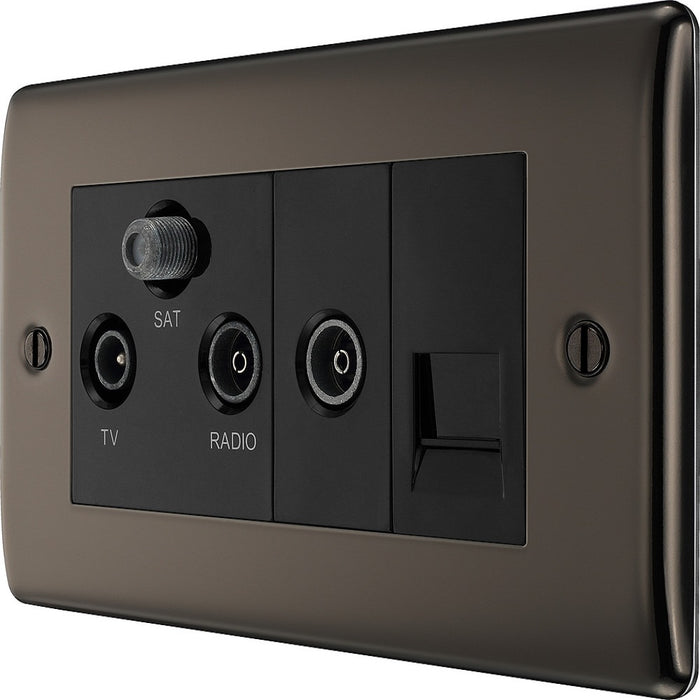 BG Nexus Metal Black Nickel Combination TV Socket NBN68B right side Available from RS Electrical Supplies