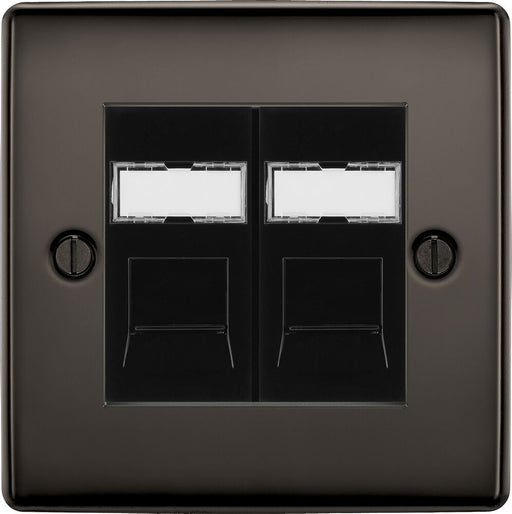 BG Nexus Metal Black Nickel Double RJ45 Cat6A Data Outlet NBNRJ4526AB Available from RS Electrical Supplies