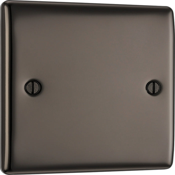 BG Nexus Metal Black Nickel Single Blank Plate NBN94 left side Available from RS Electrical Supplies