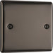 BG Nexus Metal Black Nickel Single Blank Plate NBN94 left side Available from RS Electrical Supplies