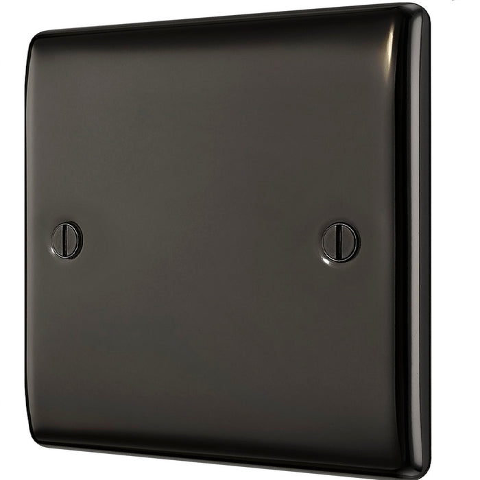 BG Nexus Metal Black Nickel Single Blank Plate NBN94 right side Available from RS Electrical Supplies