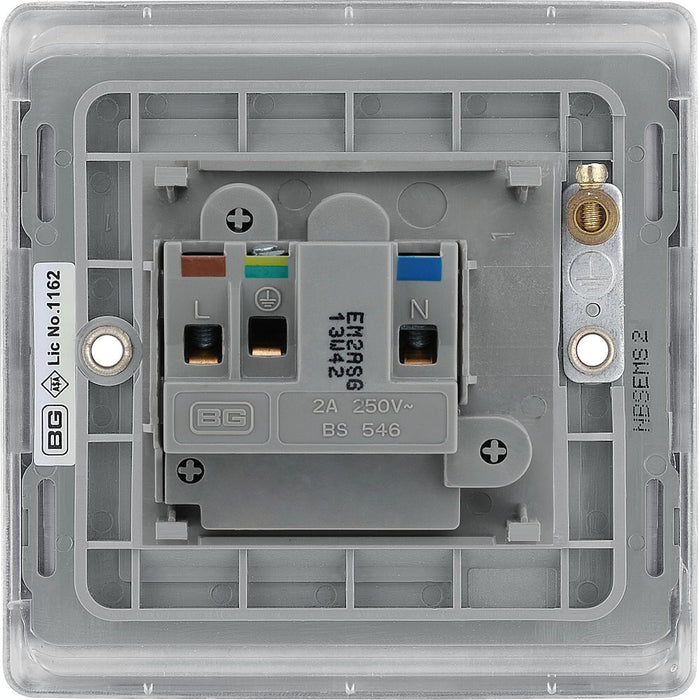 BG Nexus Metal Brushed Steel 2A Unswitched Socket NBS28MG