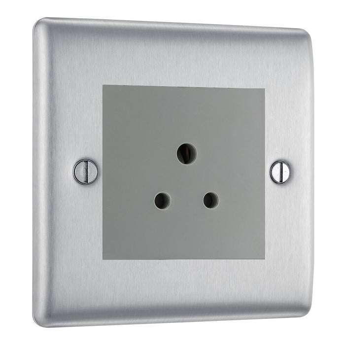 BG Nexus Metal Brushed Steel 2A Unswitched Socket NBS28MG