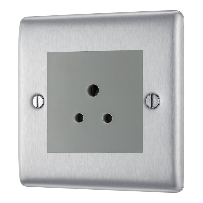 BG Nexus Metal Brushed Steel 2A Unswitched Socket NBS28MG