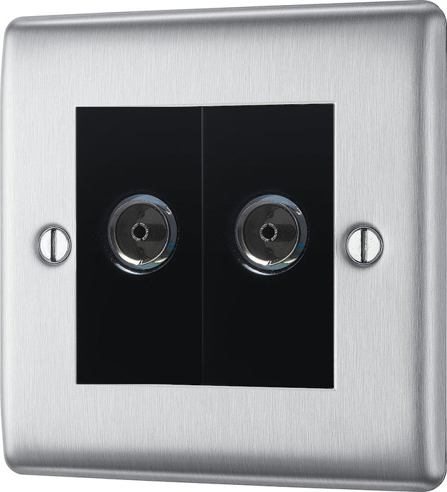 BG Nexus Metal Brushed Steel Double Co-axial Socket NBS61B | RS ...