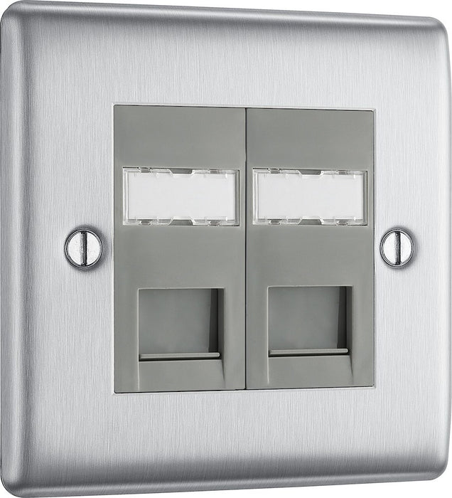 BG Nexus Metal Brushed Steel Double RJ45 Cat5E Data Outlet NBSRJ452G ...