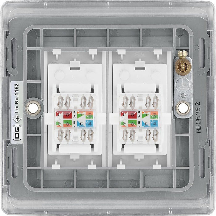 BG Nexus Metal Brushed Steel Double RJ45 Cat6 Data Outlet NBSRJ4526G ...