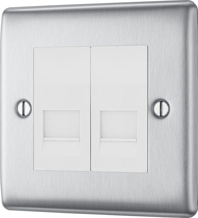Normal Master Socket BG Nexus Metal Brushed Steel Double Master Telephone Socket NBSBTM2W ...
