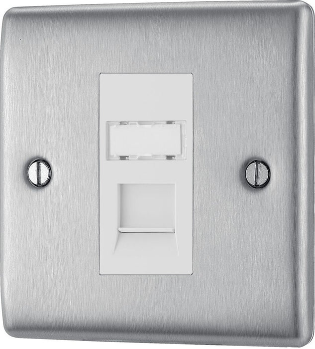 BG Nexus Metal Brushed Steel RJ45 Cat5E Data Outlet NBSRJ451W | RS ...