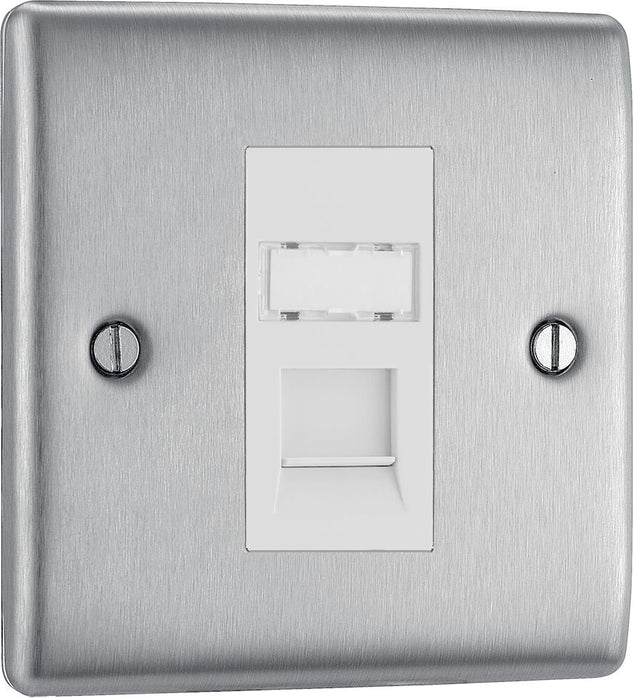 BG Nexus Metal Brushed Steel RJ45 Cat6 Data Outlet NBSRJ4516W | RS ...