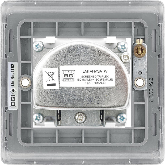 BG Nexus Metal Brushed Steel TV/FM/SAT Socket NBS67W