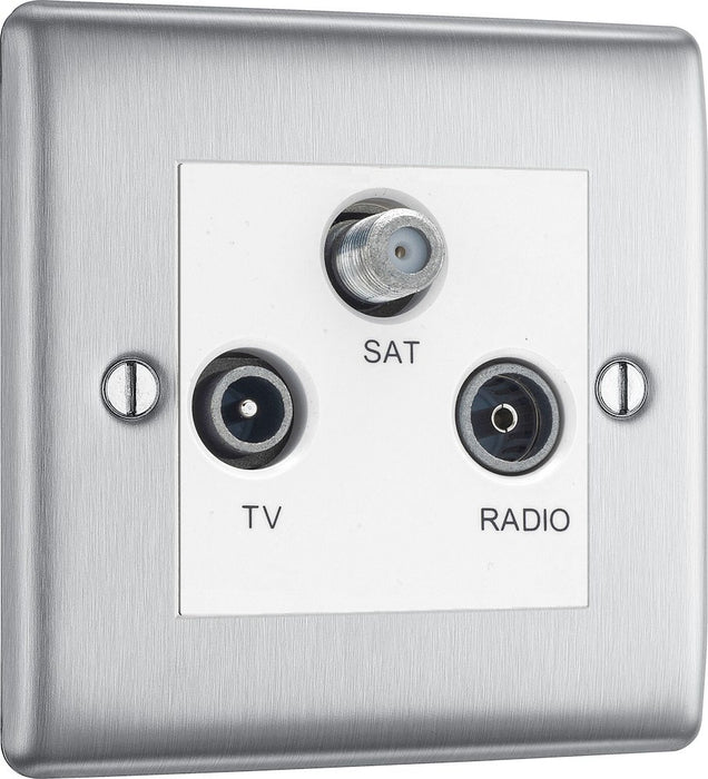 BG Nexus Metal Brushed Steel TV/FM/SAT Socket NBS67W