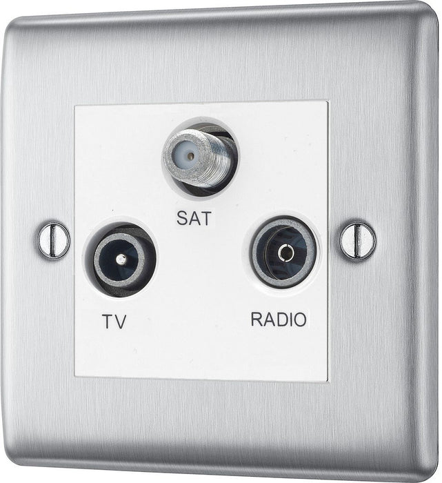 BG Nexus Metal Brushed Steel TV/FM/SAT Socket NBS67W