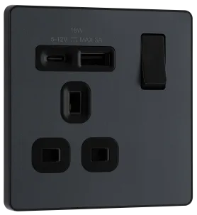 BG Evolve Matt Grey 13A A+C USB Socket PCDMG21UAC18B