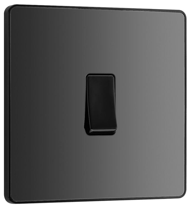 BG Evolve Polycarbonate Black Chrome 1G Light Switch PCDBC12B Available From RS Electrical left side