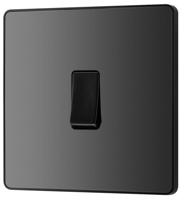 BG Evolve Polycarbonate Black Chrome 1G Light Switch PCDBC12B Available From RS Electrical right side