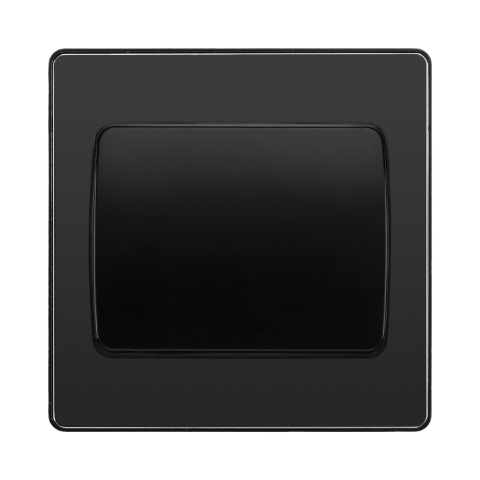 BG Evolve Black Chrome 1G 2W Wide Rocker Light Switch PCDBC12WB