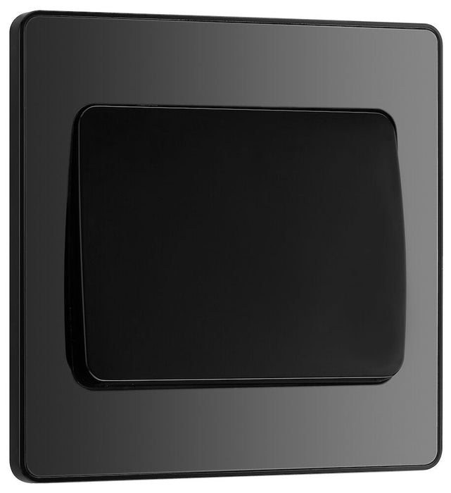 BG Evolve Polycarbonate Black Chrome 1G Wide Rocker Light Switch PCDBC12WB Available From RS Electrical left side side