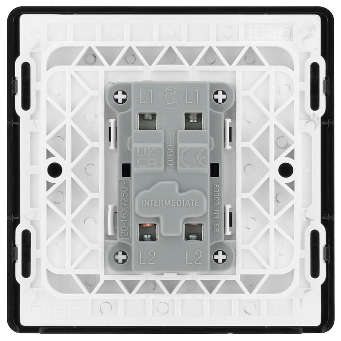 BG Evolve Polycarbonate Black Chrome Intermediate Light Switch PCDBC13B Available From RS Electrical back side