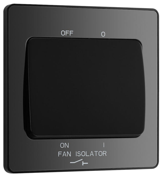 BG Evolve Polycarbonate Black Chrome Fan Isolator Switch PCDBC15B Available From RS Electrical left side