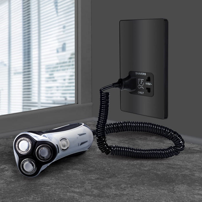 BG Evolve Polycarbonate Black Chrome Shaver Socket PCDBC20B Available From RS Electrical bathroom interior