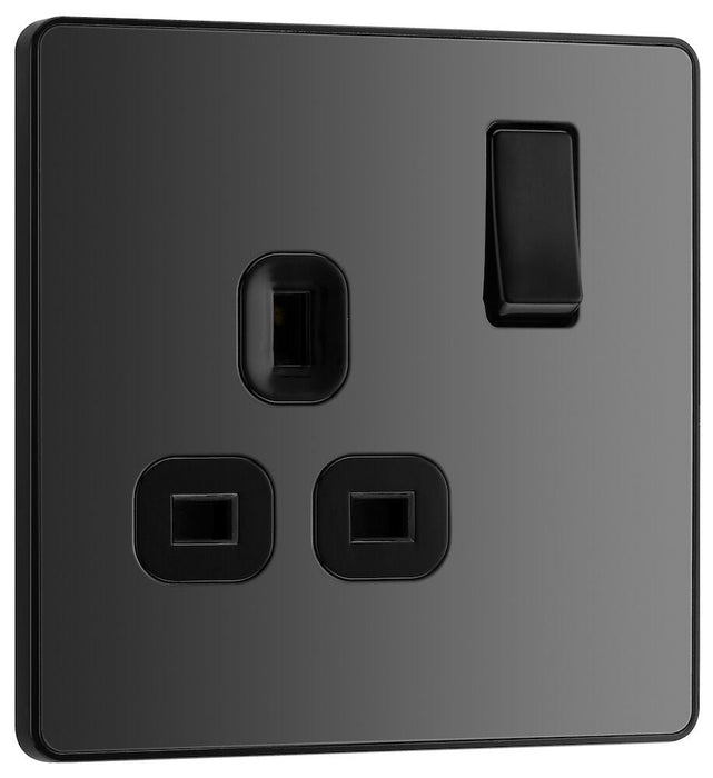BG Evolve Polycarbonate Black Chrome Single Socket PCDBC21B Available From RS Electrical left side